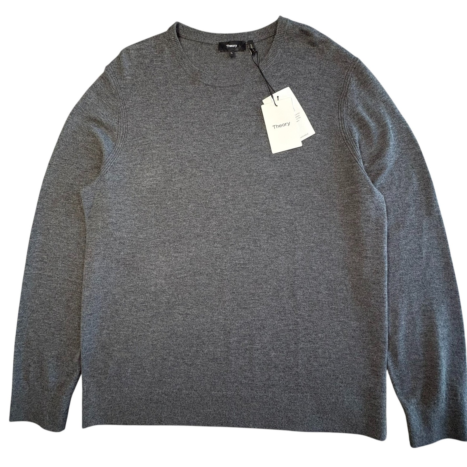 Theory Wool Blend Sweater Mens Xl Charcoal Gray Crewneck New $285